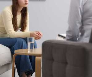A woman is at a counseling service to get help with her OCD.